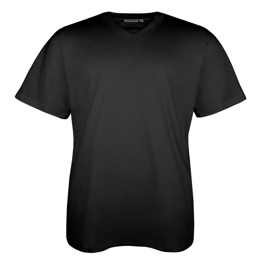 V-Ausschnitt schwarzes T-Shirt Lucky Star XXL