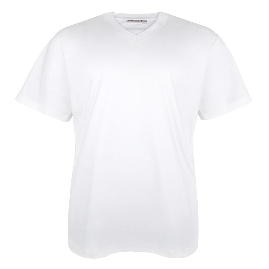 T-Shirt weiß mit V-Ausschnitt Lucky Star Übergröße