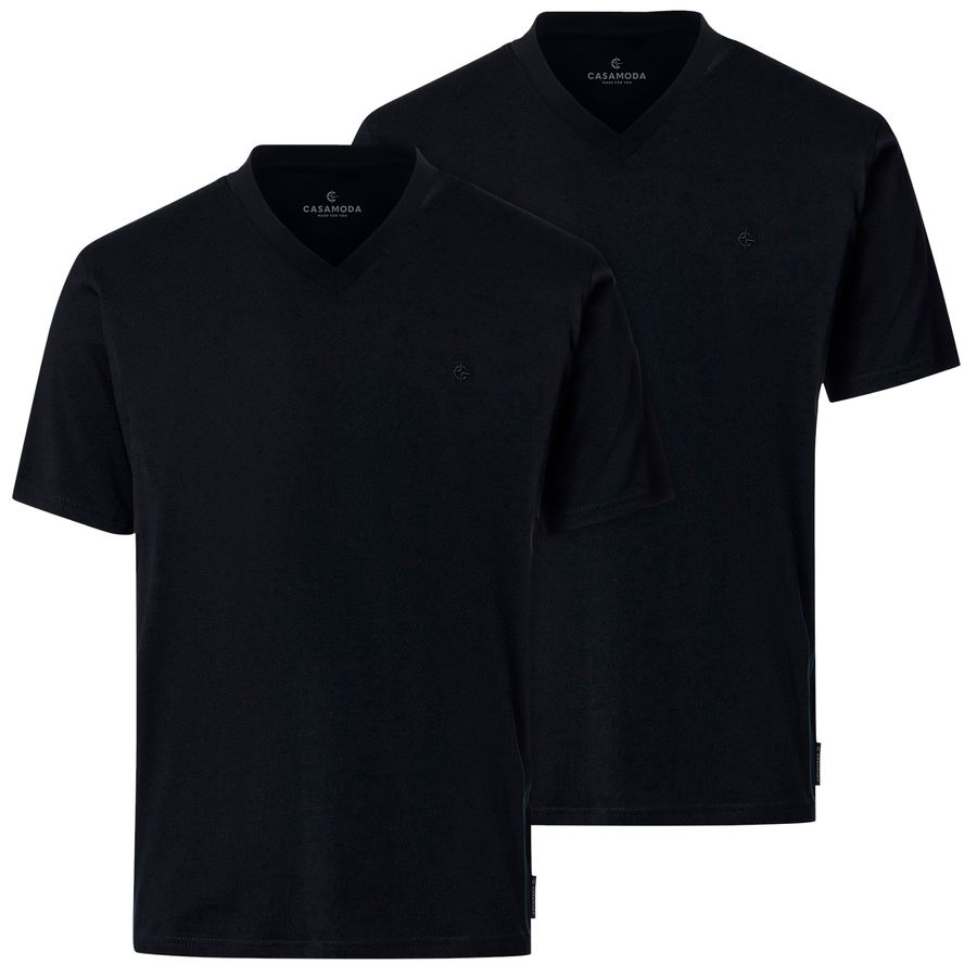 CasaModa Doppelpack V-Neck T-Shirts schwarz XXL