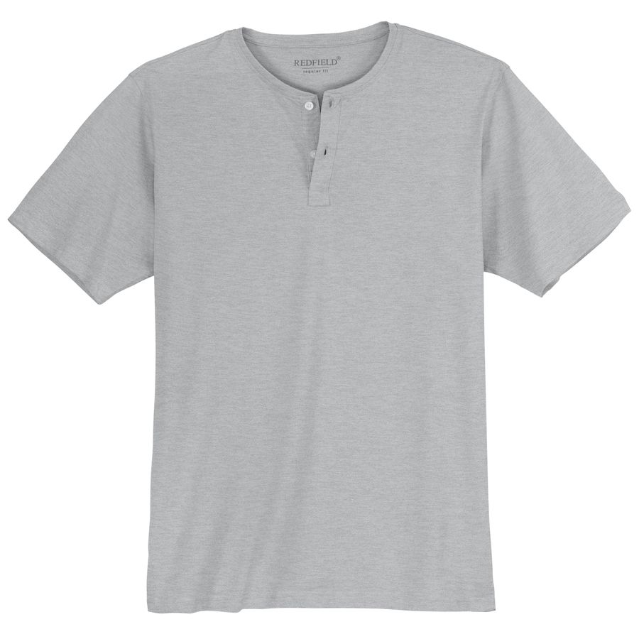 Redfield XXL T-Shirt grau melange Knopfleiste
