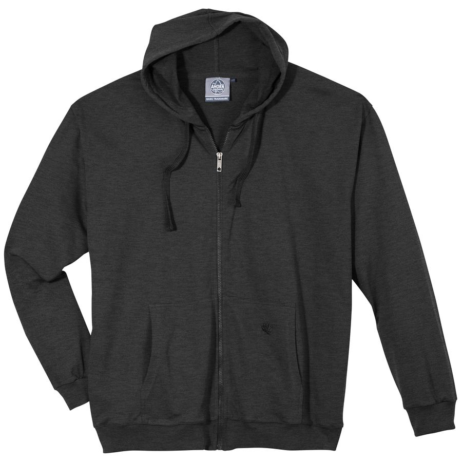 Ahorn XXL Kapuzen-Sweatjacke anthrazit melange