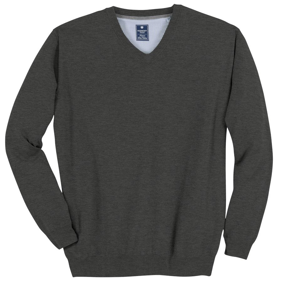 XXL Redmond V-Neck Pullover dunkelgrau melange