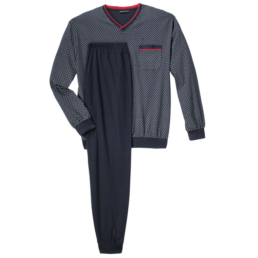 Götzburg Pyjama dunkelblau gemustert Übergröße