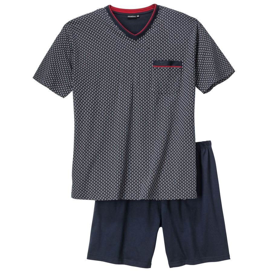 Götzburg Pyjama Shorty dunkelblau gemustert XXL