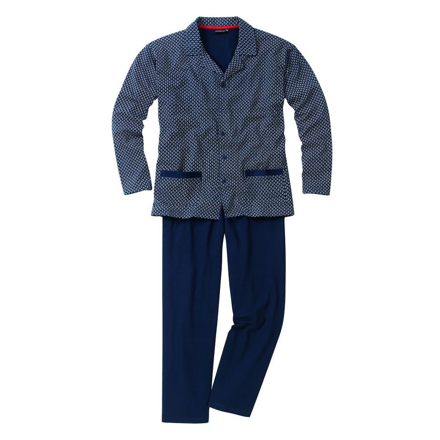 Götzburg Pyjama Alan navy gemustert Übergröße