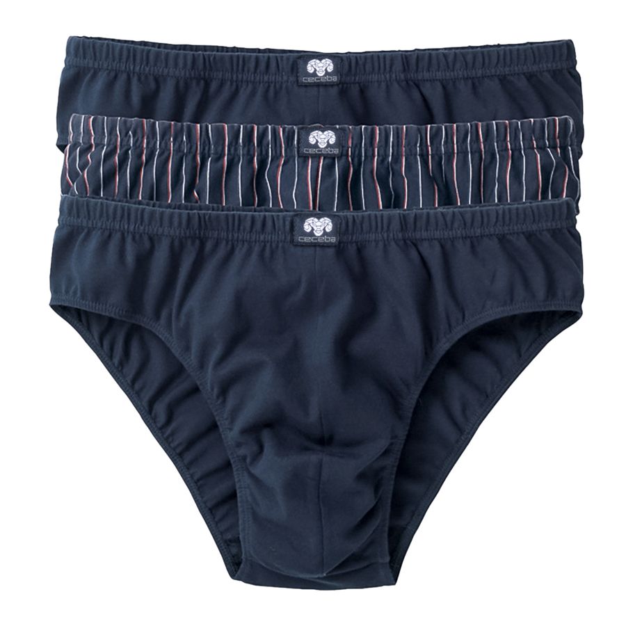 Ceceba 3er-Pack Slips Übergröße navy uni/gestreift