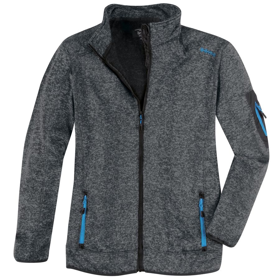Übergröße Brigg Strickoptik Fleecejacke mittelgrau
