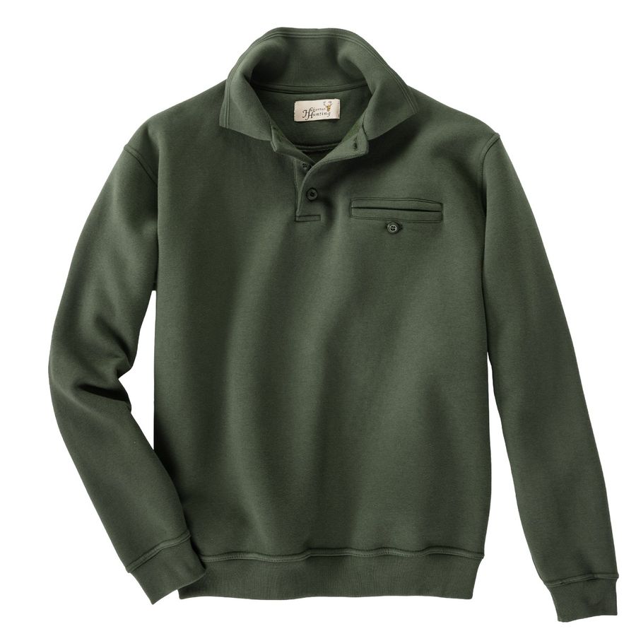 Hubertus Sweatshirt Polokragen oliv Übergröße
