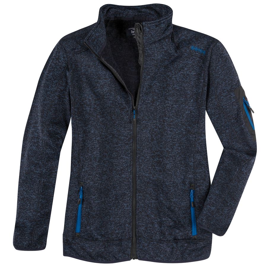 XXL Brigg Fleecejacke in Strickoptik navy melange
