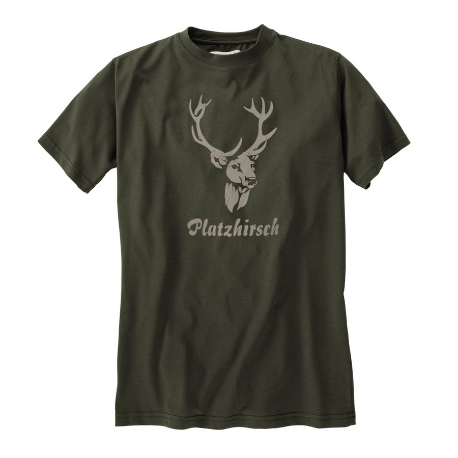 Hubertus T-Shirt Platzhirsch dunkeloliv Übergröße