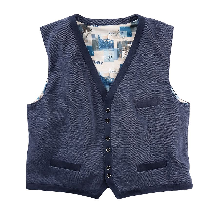 Luigi Morini XXL Strickweste blau meliert
