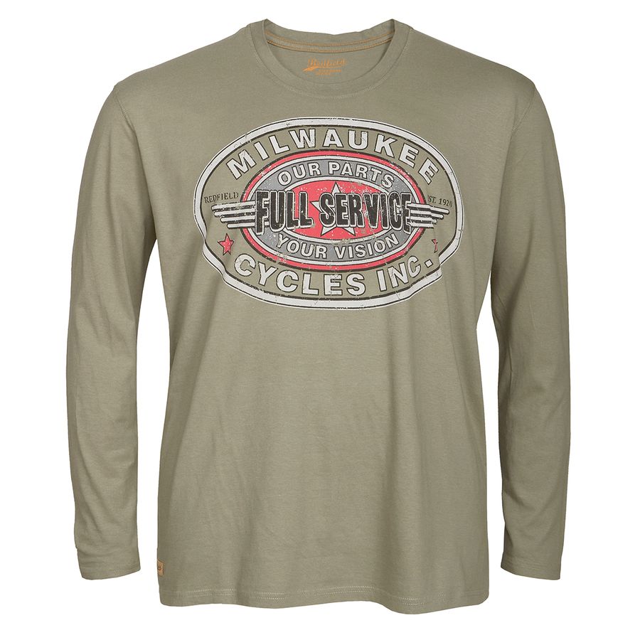 XXL Redfield Longsleeve Shirt mit Vintage Print light khaki