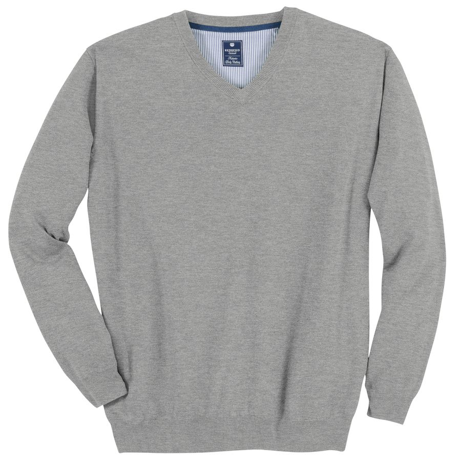 XXL Redmond V-Neck Pullover hellgrau melange
