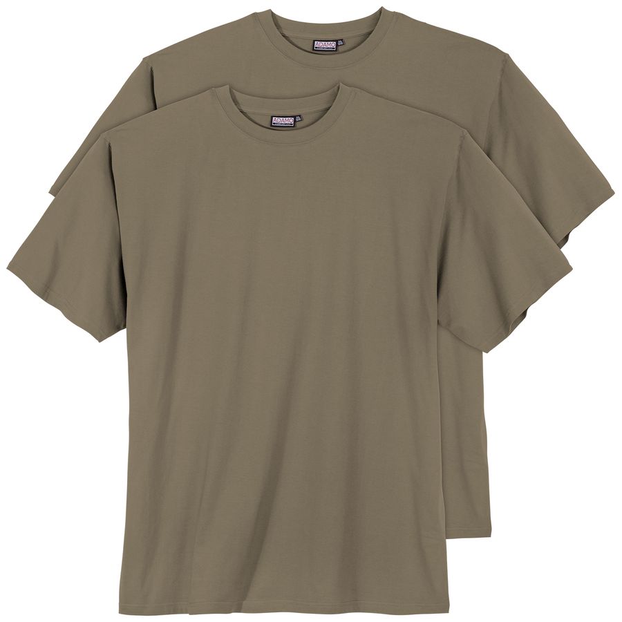 XXL 2er Pack Basic T-Shirts khaki Adamo Fashion