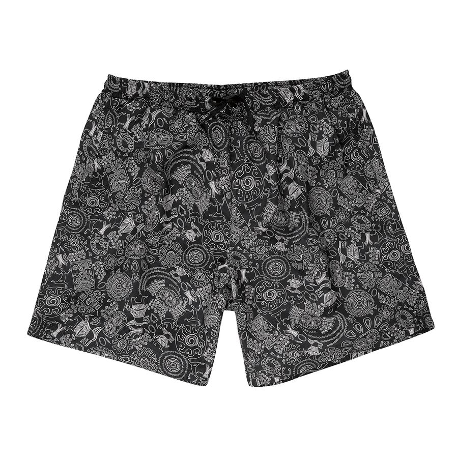 Abraxas XXL Badeshorts Jim schwarz-weiß Inka Print