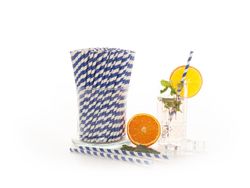 Papierstrohhalm Blue White Stripe Papierstrohhalm Blue White Stripe