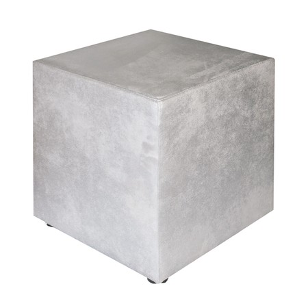Sitzwürfel silber Wildlederoptik 40 cm x 40 cm x 45 cm