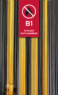 Fadenvorhang Schwarz-Gelb 150 cm x 250 cm (BxH) B1 schwer entflammbar – Kaikoon