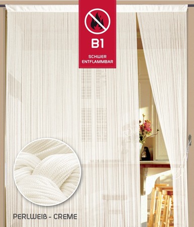 Fadenvorhang Perlweiß Creme 500 cm x 300 cm (BxH) B1 schwer entflammbar – Kaikoon