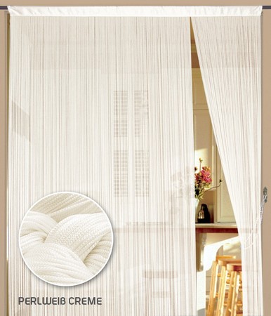 Fadenvorhang Perlweiß Creme 150 cm x 700 cm (BxH) – Kaikoon