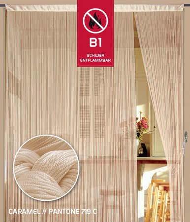 Fadenvorhang Caramel 150 cm x 300 cm (BxH) B1 schwer entflammbar – Kaikoon