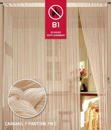 Fadenvorhang Caramel 150 cm x 700 cm (BxH) B1 schwer entflammbar – Kaikoon