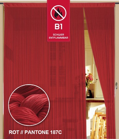 Fadenvorhang Rot 150 cm x 300 cm (BxH) B1 schwer entflammbar – Kaikoon