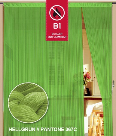 Fadenvorhang Hellgrün 90 cm x 240 cm (BxH) B1 schwer entflammbar – Kaikoon