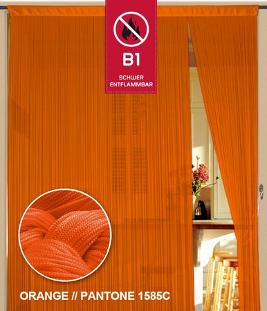 Fadenvorhang Orange 90 cm x 240 cm (BxH) B1 schwer entflammbar – Kaikoon