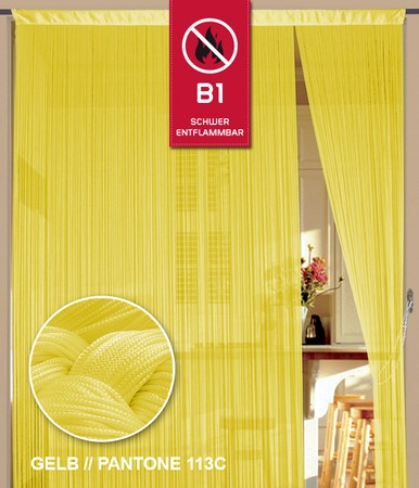 Fadenvorhang Gelb 90 cm x 240 cm (BxH) B1 schwer entflammbar – Kaikoon