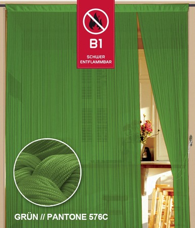 Fadenvorhang Grün 90 cm x 240 cm (BxH) B1 schwer entflammbar – Kaikoon