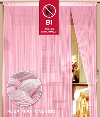 Fadenvorhang Rosa 90 cm x 240 cm (BxH) B1 schwer entflammbar – Kaikoon