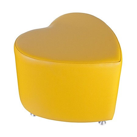Sitzhocker - Sitzwürfel Herzform Gelb mit Aluminium Gleiter
