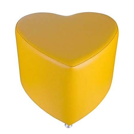 Sitzhocker - Sitzwürfel Herzform Gelb mit Aluminium Gleiter Sitzhocker - Sitzwürfel Herzform Gelb mit Aluminium Gleiter