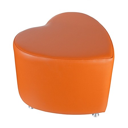 Sitzhocker - Sitzwürfel Herzform Orange mit Aluminium gleiter
