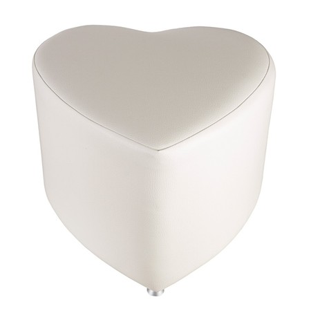 Sitzhocker - Sitzwürfel Herzform Weiss mit Aluminium Gleiter Sitzhocker - Sitzwürfel Herzform Weiss mit Aluminium Gleiter