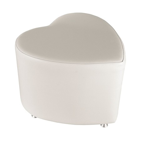 Sitzhocker - Sitzwürfel Herzform Weiss mit Aluminium Gleiter