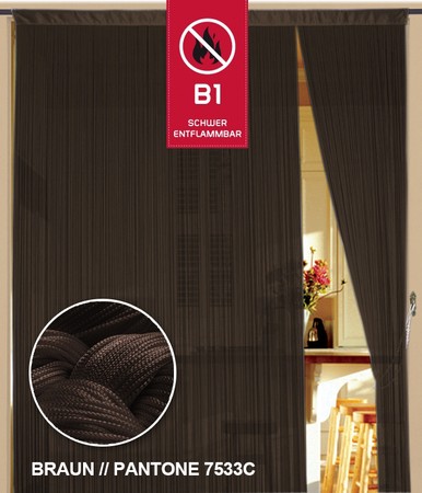 Fadenvorhang Braun 90 cm x 240 cm (BxH) B1 schwer entflammbar – Kaikoon