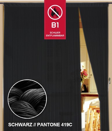 Fadenvorhang Schwarz 150 cm x 800 cm (BxH) B1 schwer entflammbar – Kaikoon