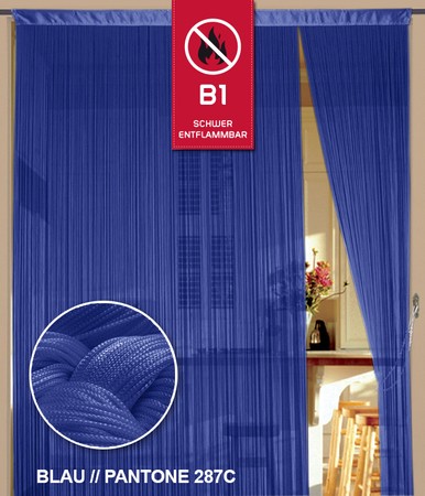 Fadenvorhang Blau 90 cm x 240 cm (BxH) B1 schwer entflammbar – Kaikoon