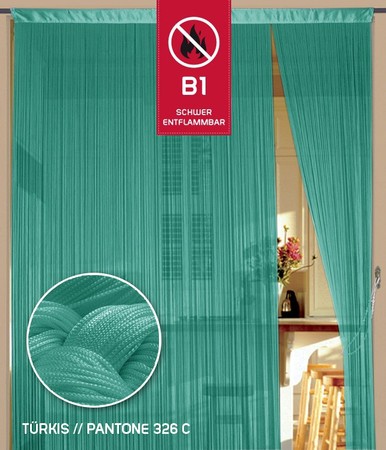 Fadenvorhang Türkis 90 cm x 240 cm (BxH) B1 schwer entflammbar – Kaikoon