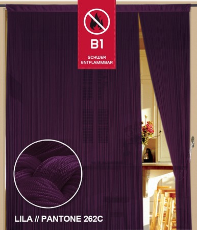 Fadenvorhang Lila 150 cm x 500 cm (BxH) B1 schwer entflammbar – Kaikoon