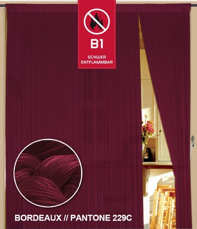Fadenvorhang Bordeaux 150 cm x 500 cm (BxH) B1 schwer entflammbar – Kaikoon