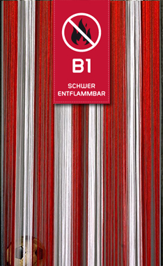 Fadenvorhang Rot-Weiß 90 cm x 240 cm (BxH) B1 schwer entflammbar – Kaikoon Fadenvorhang Rot-Weiß 90 cm x 240 cm (BxH) B1 schwer entflammbar – Kaikoon