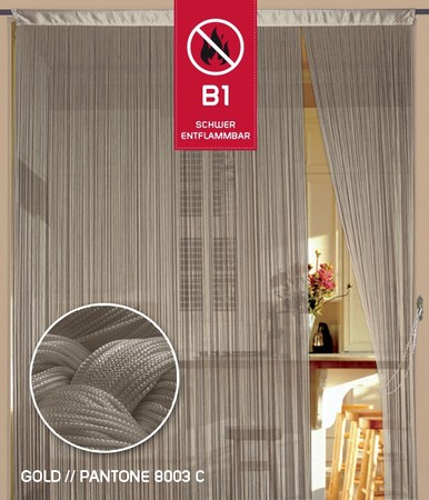 Fadenvorhang Gold 500 cm x 300 cm (BxH) B1 schwer entflammbar – Kaikoon