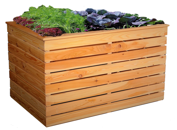 Verhoogd bed 1 van larikshout, 100x70x71cm