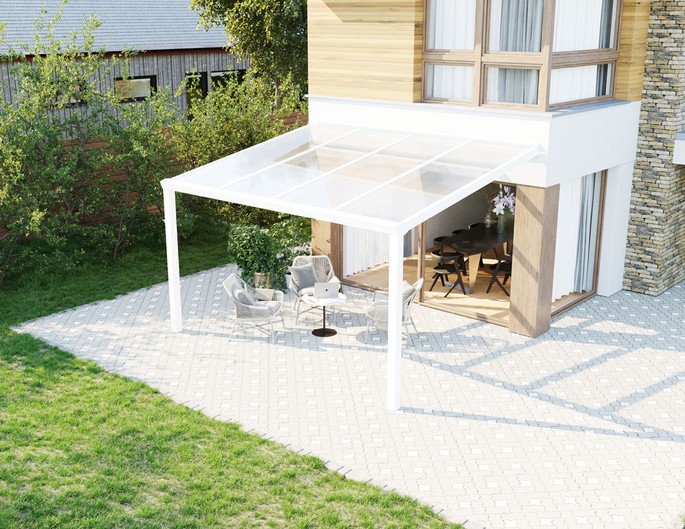 300 x 200 cm aluminium terrasoverkapping "Trendline" met glazen dak