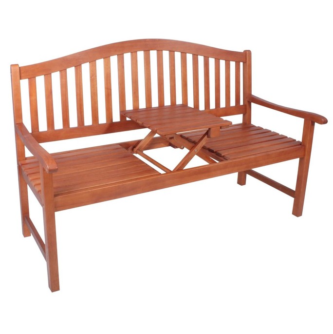 Garden Pleasure Bank PHUKET, mit hochklappbarem Tisch Eukalyptus FSC 100%