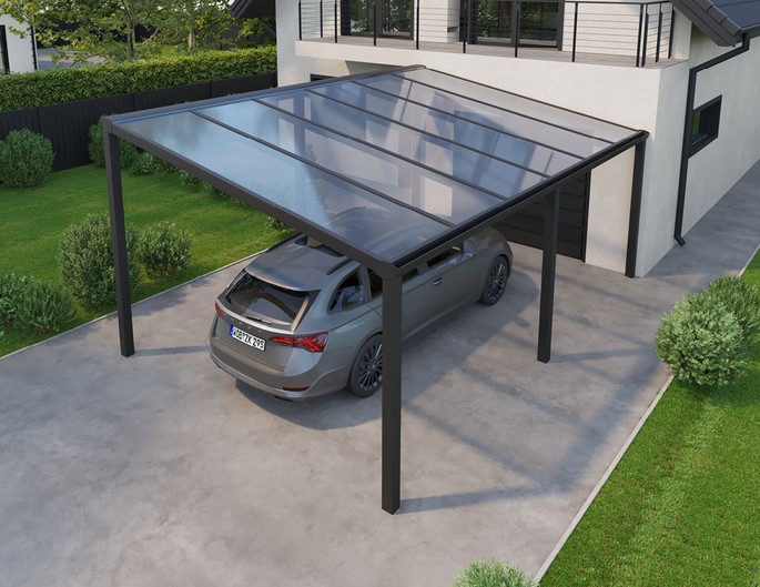 300 x 400 cm aluminium terrasoverkapping "Trendline" vrijstaand met twinwall platen