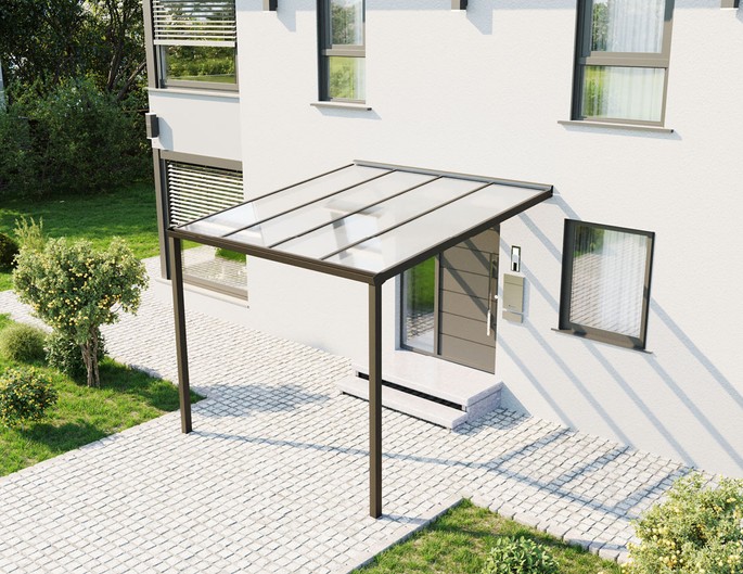 Terrassenüberdachung Alu 300x350 cm anthrazit mit VSG-Glas. McTerrasse